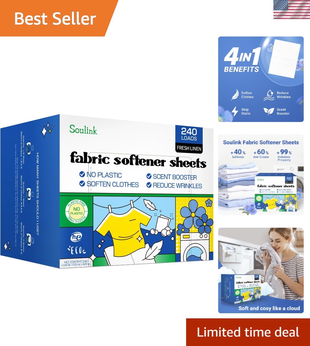 Travel-Friendly Fabric Softener Sheets – Paraben and Dye Free with Fresh Scent