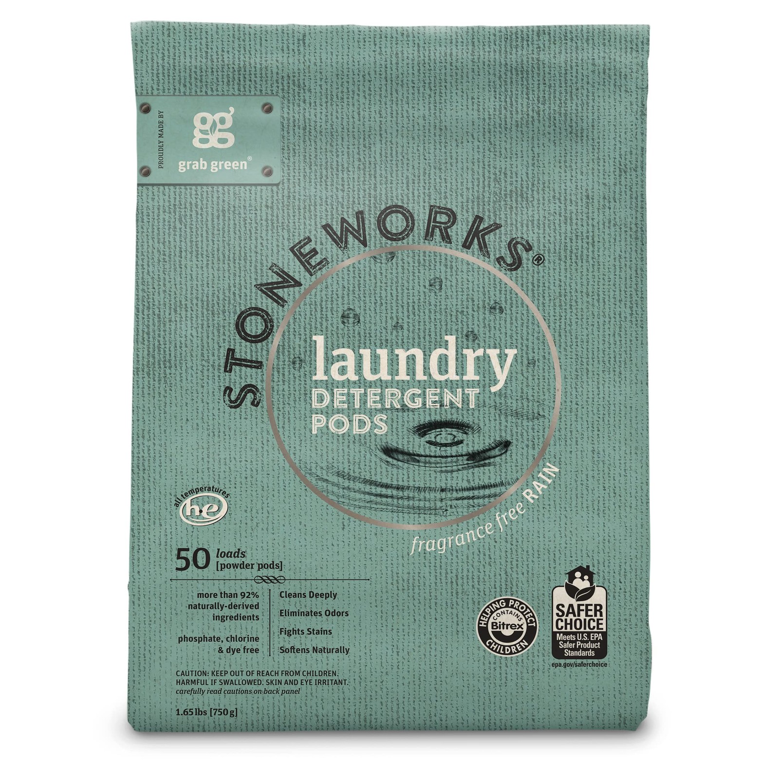 Stoneworks Laundry Detergent Pods 50 Count Fragrance Free Eco Friendly Formula