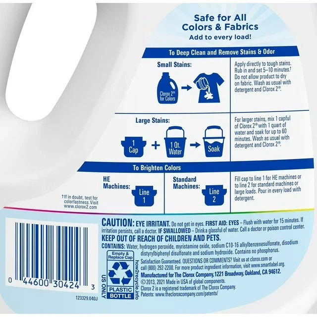 Clorox 2 for Colors Free & Clear Stain Remover, 90 loads, 112.75 fl. oz.