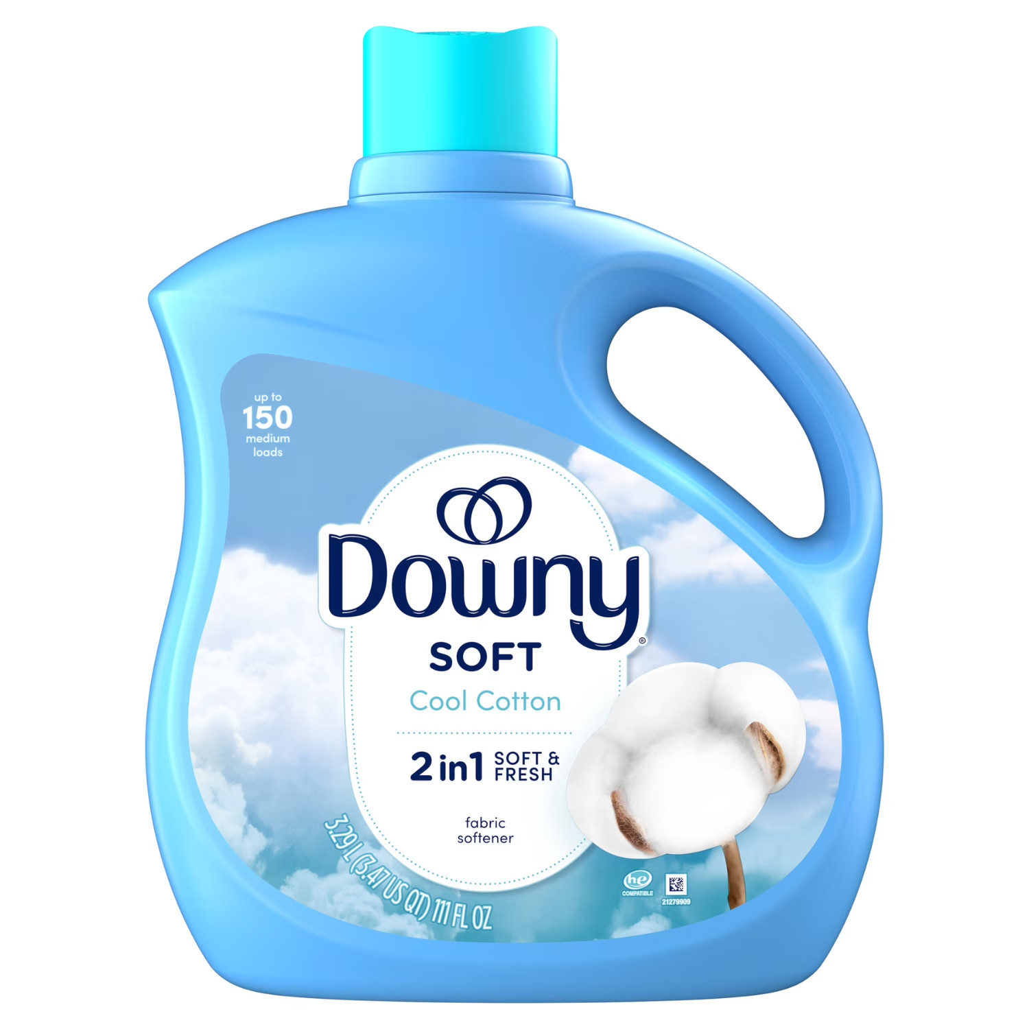 (2 Pack) Downy Liquid Fabric Softener, Cool Cotton Scent, 111 fl oz, 150 Loads