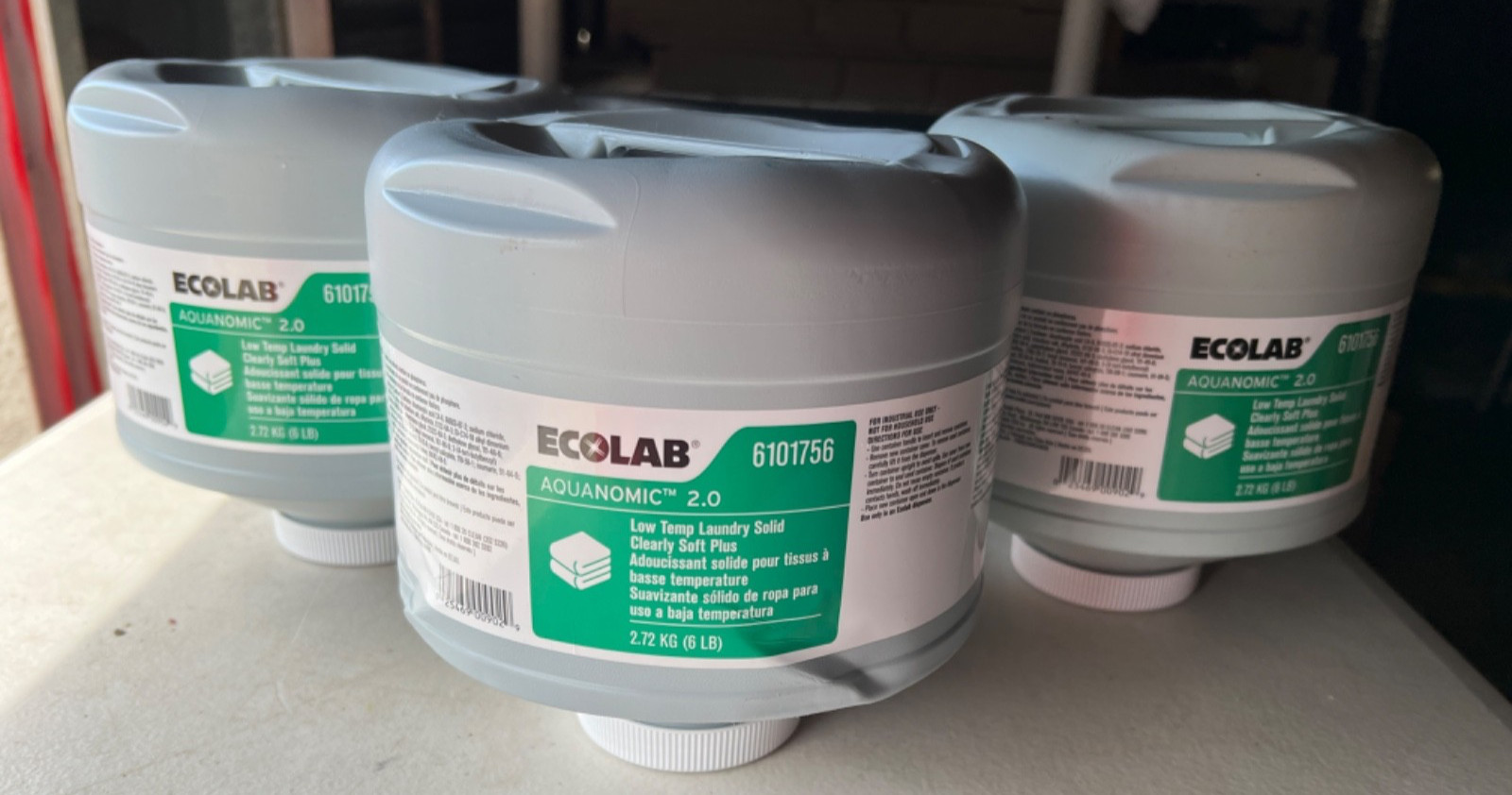 3 Bottles Ecolab 6101756 Aquanomic 2.0 Low Temp Laundry Solid Clearly Soft 6Lbs