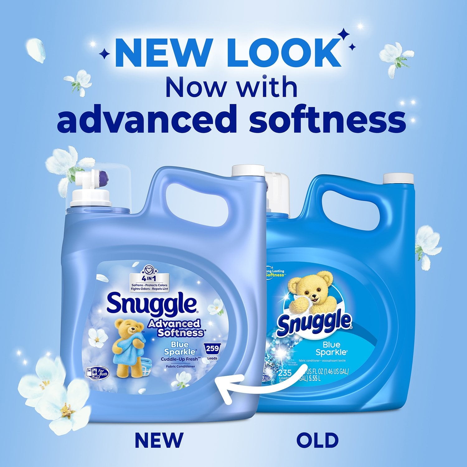 Snuggle Advanced Softness Liquid Fabric Softener, Blue Sparkle 259 loads, 176 oz