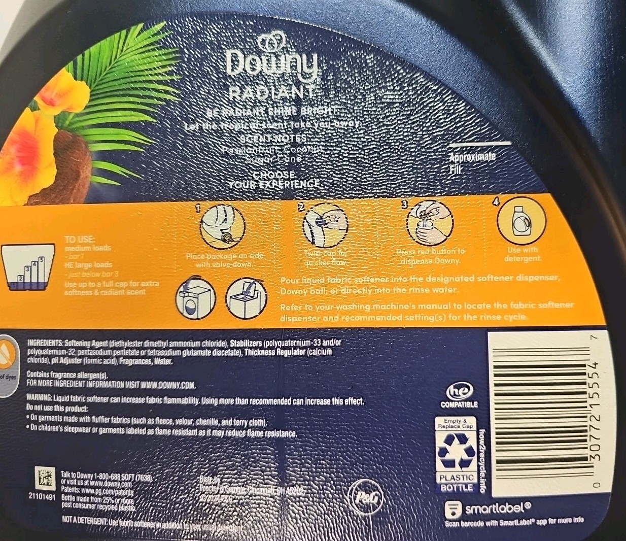 Downy Infusions Radiant Liquid Fabric Softener, Pineapple & Coconut Grove 111 oz