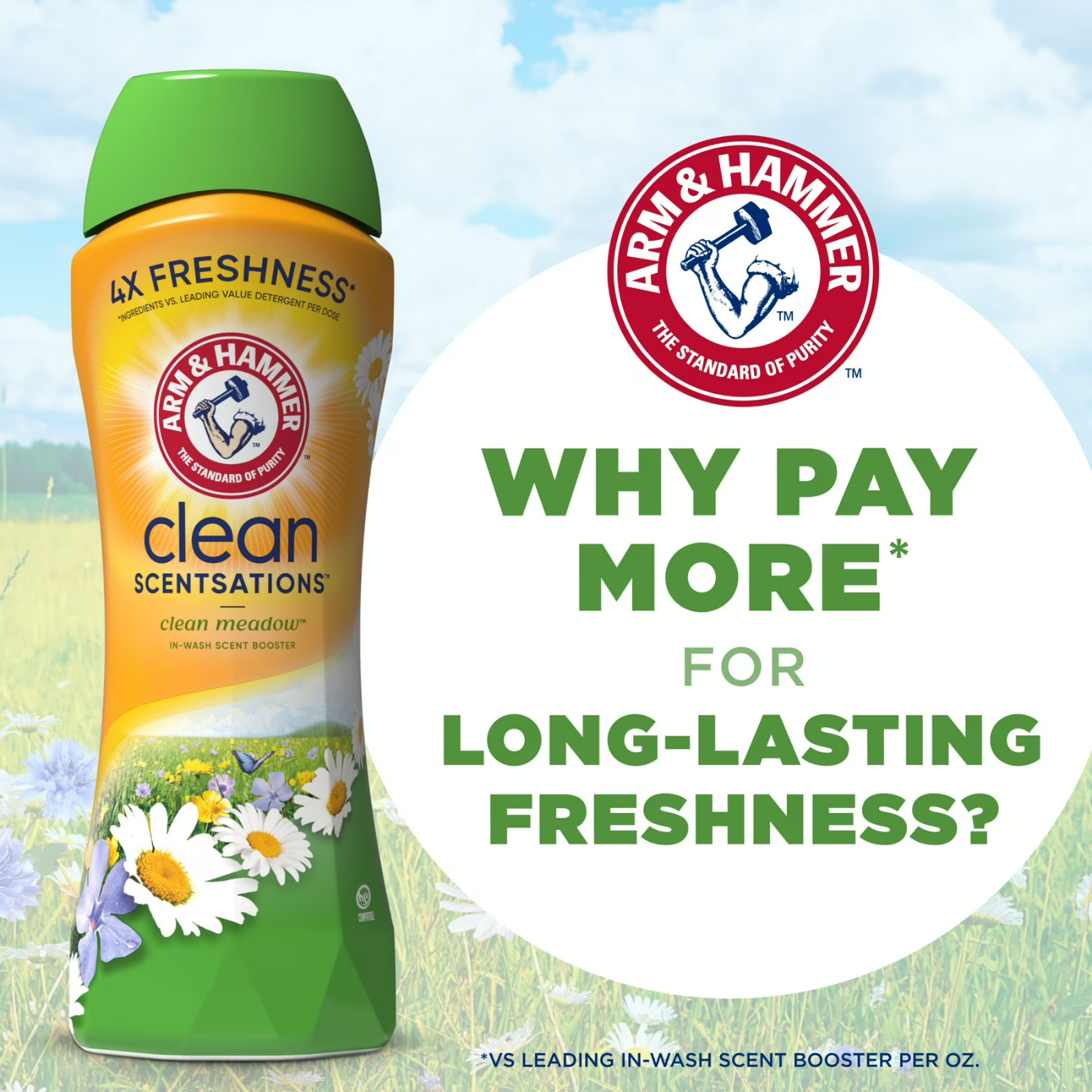 Arm & Hammer Clean Scentsations Scent Booster – Clean Meadow – 24oz (3 Pack)
