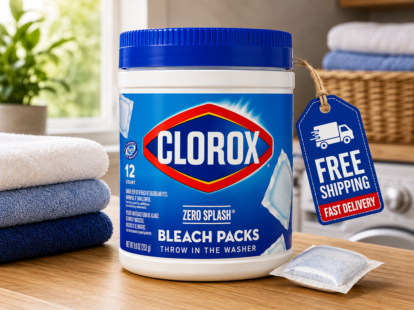 Clorox Zero Splash Bleach Packs 12 Count Regular Scent Laundry Cleaning Pods