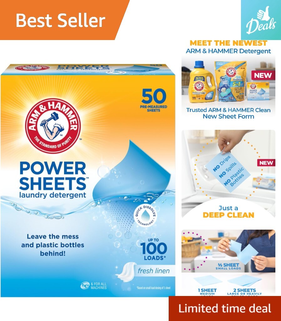 Laundry Detergent – Fresh Linen Scent – Recyclable Packs – Up to 100 Small Loads