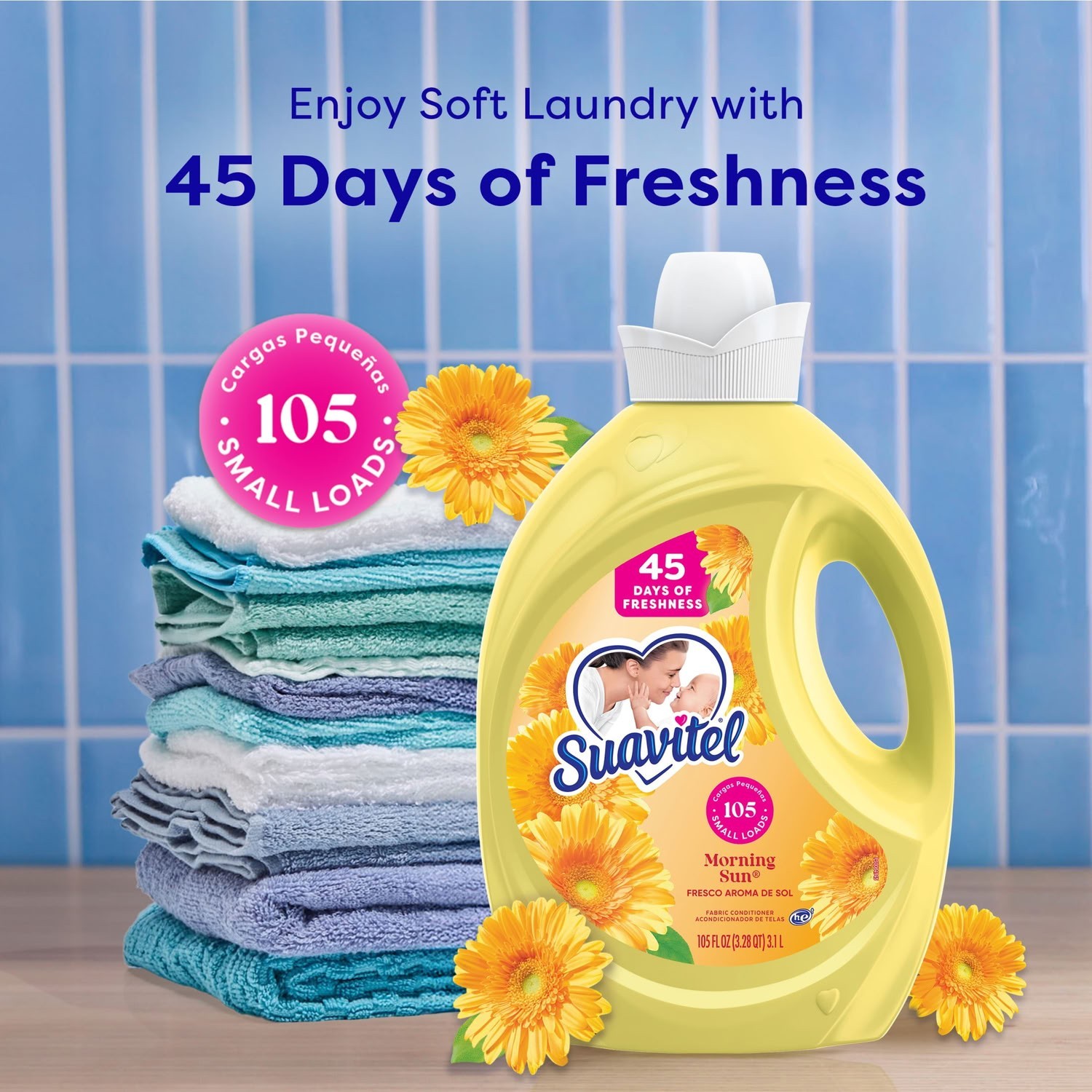 4 Pack Suavitel Fabric Conditioner Morning Sun 105 fl oz Liquid Softener