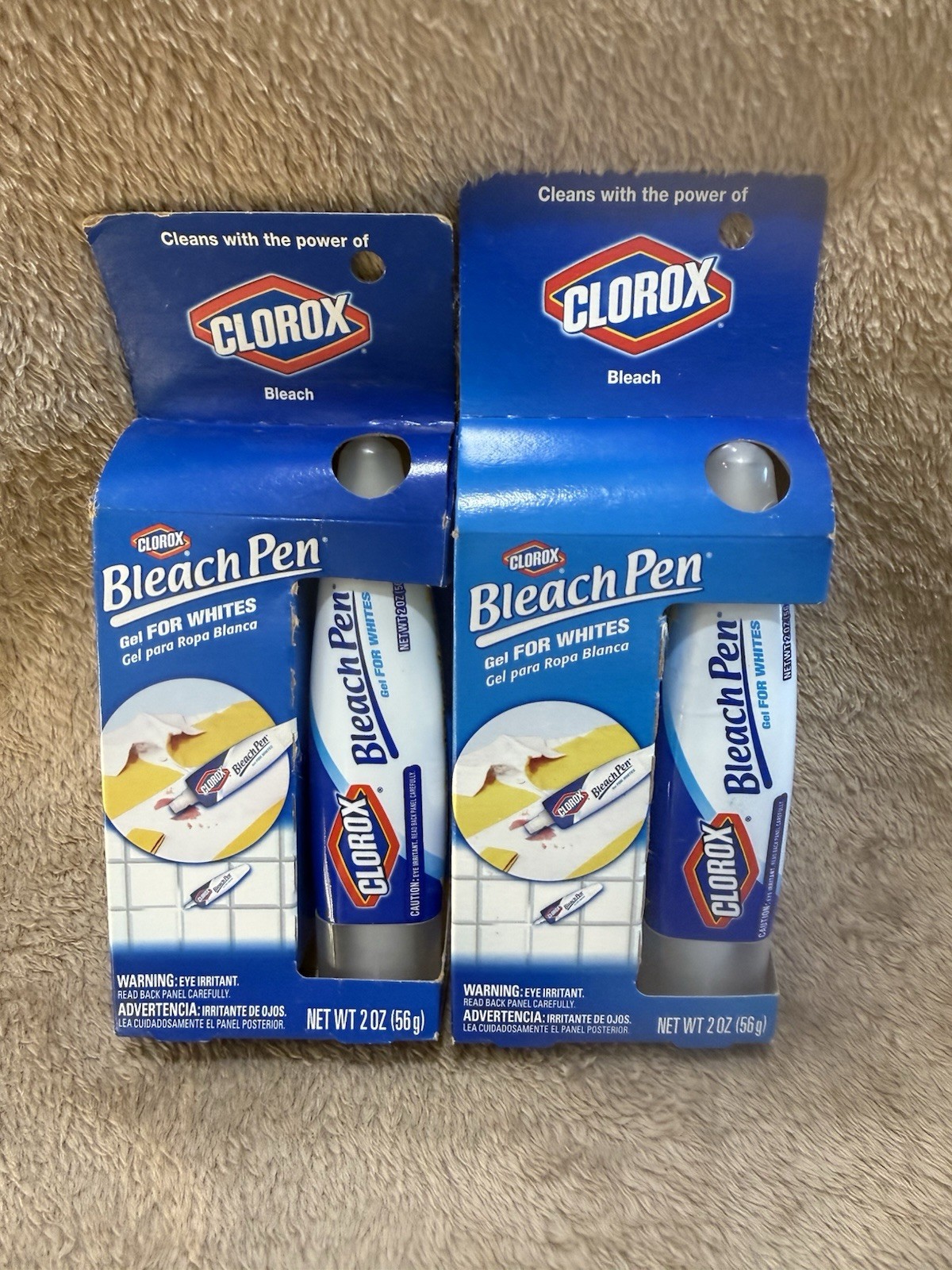2X Clorox Bleach Pen Gel for Whites Dual Tipped 2 oz Sealed For Whites NOS