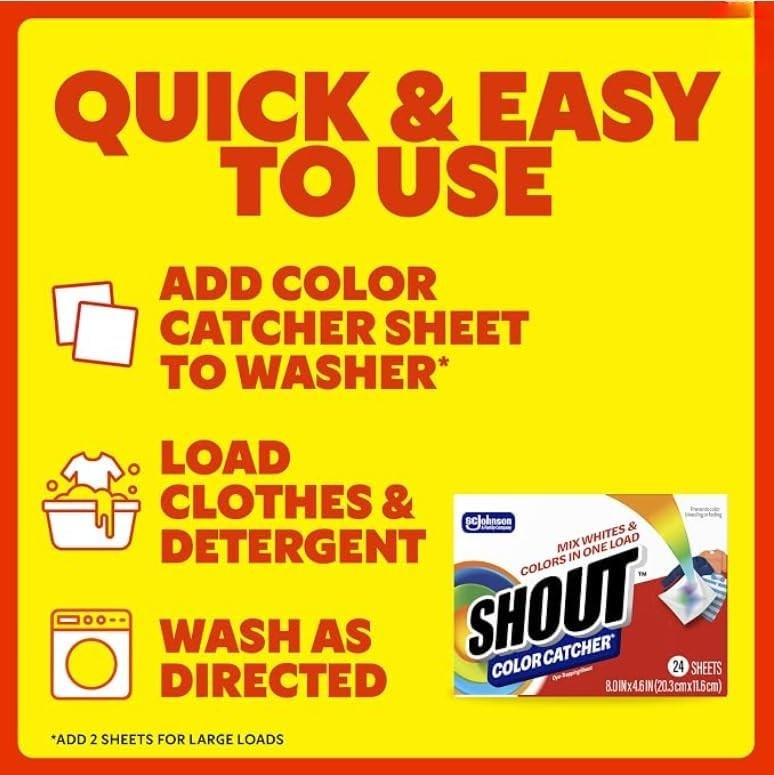 Shout Color Catcher Sheets for Laundry, Allow Mixed Washes, Prevent Color Run…