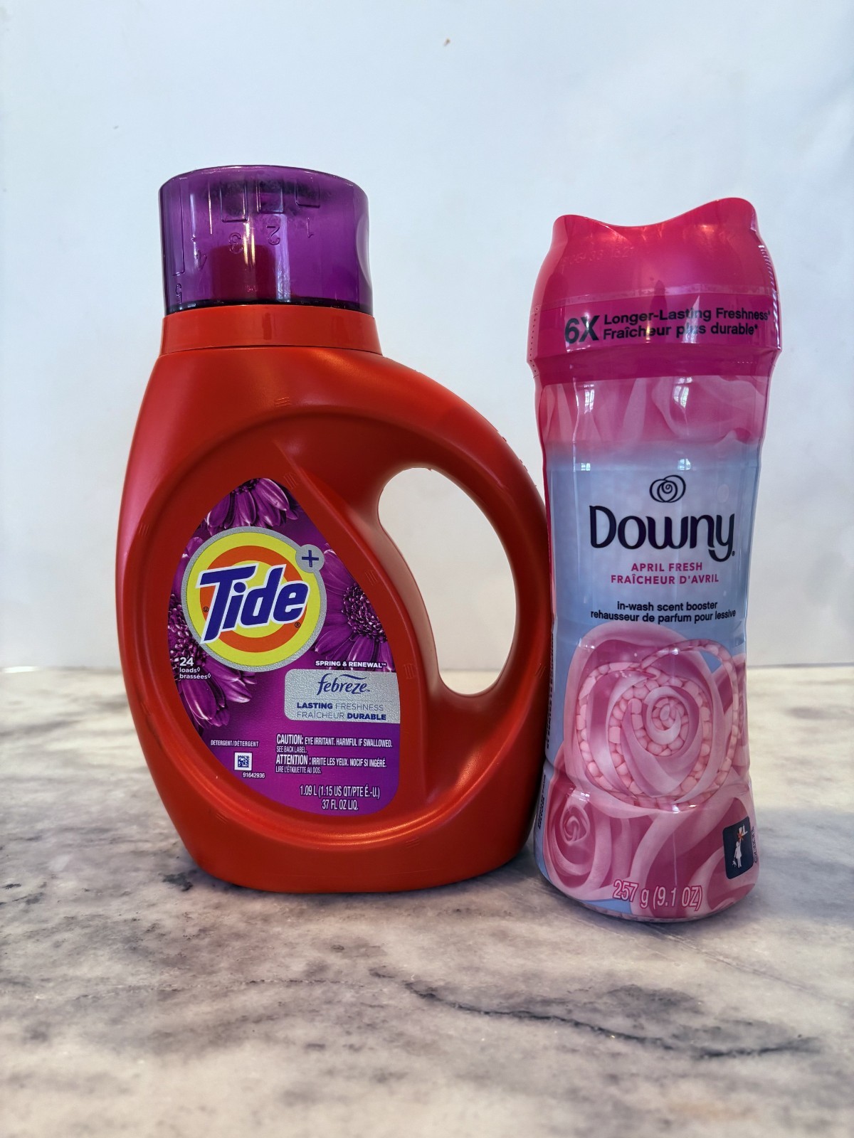 Tide Febreze 37 oz Laundry Detergent + Downy April Fresh Scent Booster Bundle