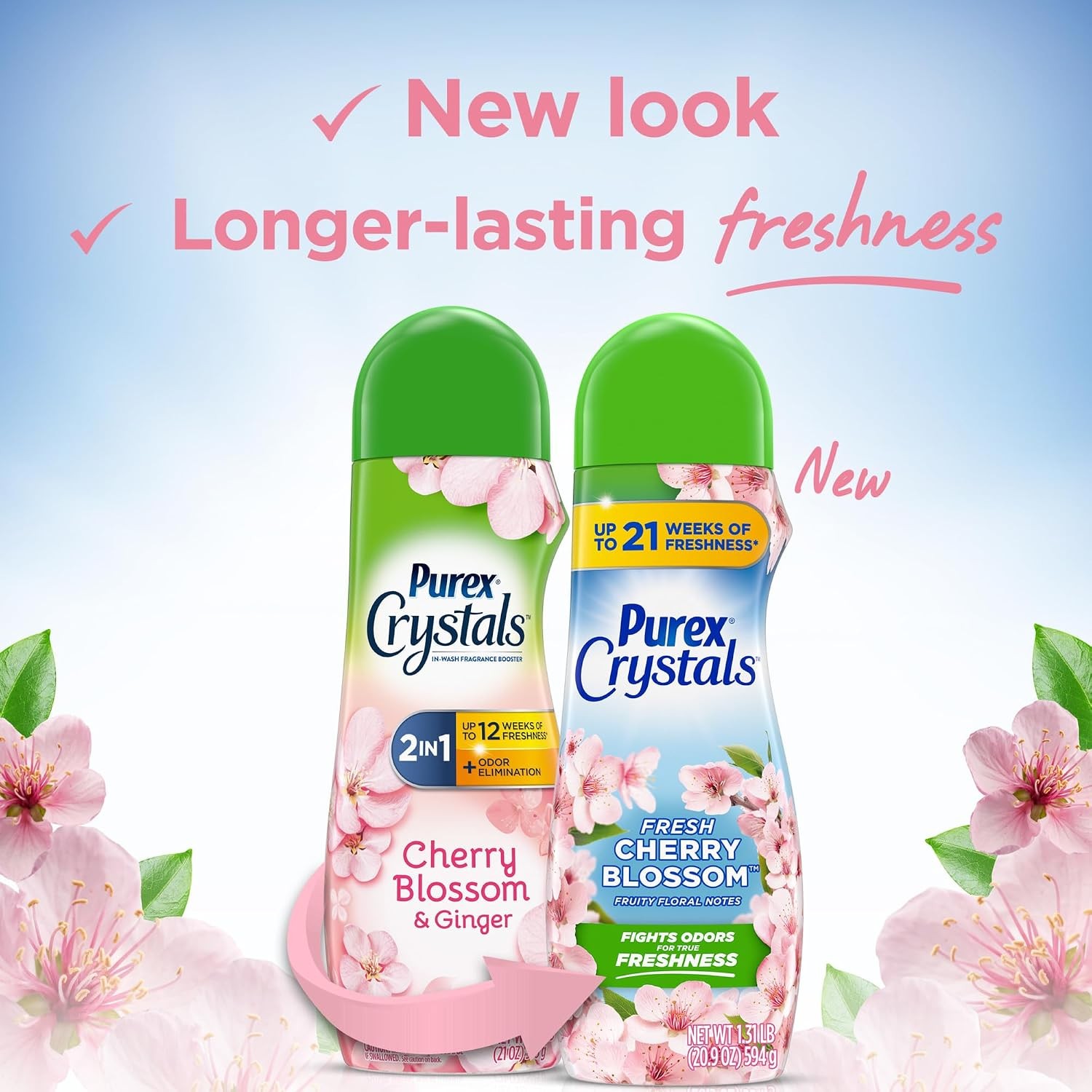 Crystals In-Wash Scent Booster, Fresh Cherry Blossom, 21 oz (Pack of 4),