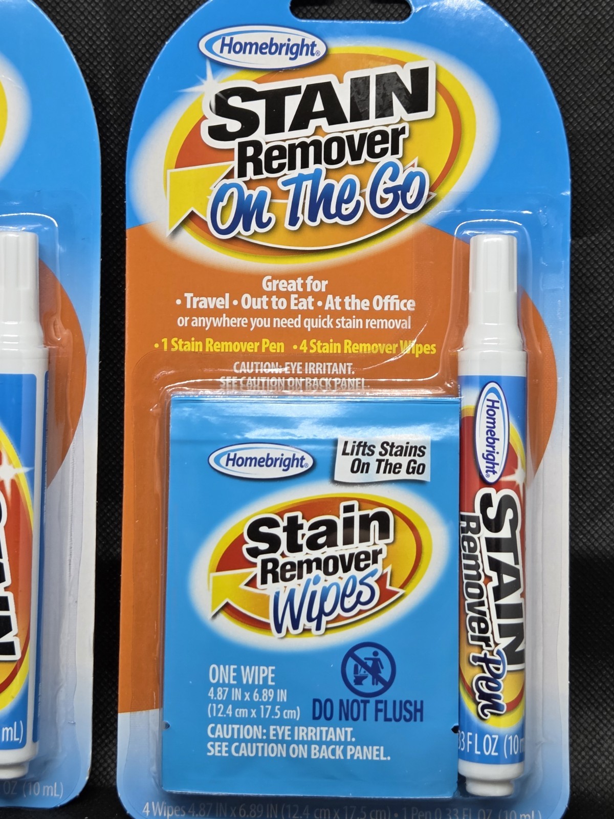 Lot Of 2 Homebright Stain Remover On The Go Pen 4 Stain Remover Wipes