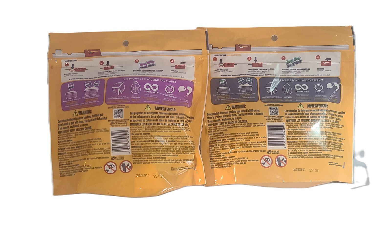 NEW (Lot of 2) Arm & Hammer Plus OxiClean 5-in-1 Laundry Power Paks 28ct Total
