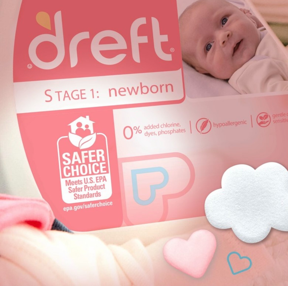 DREFT Stage 1 Newborn Laundry Detergent Medium Size 92 Fl OZ 64 Loads