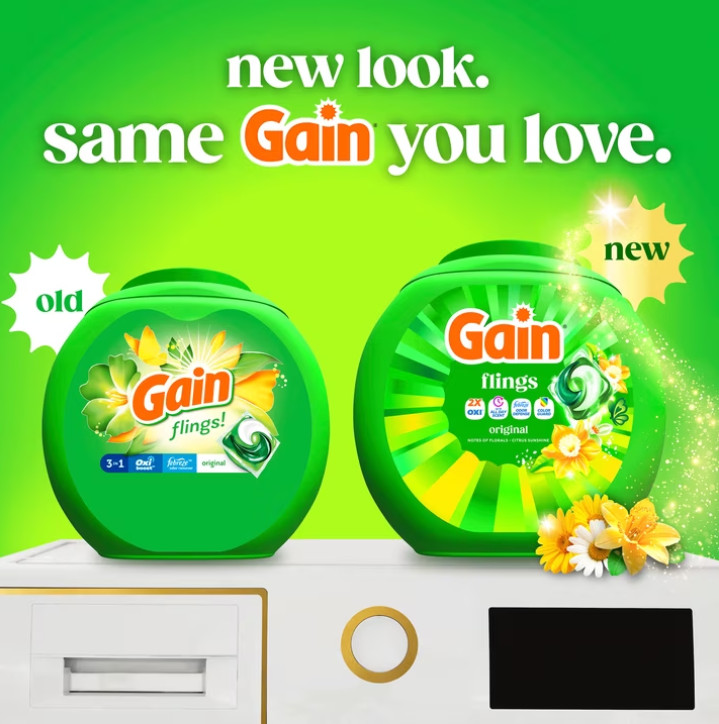 (2 pack)Gain Flings 4-in-1 Laundry Detergent Pacs Original 60 Count Oxi Boost
