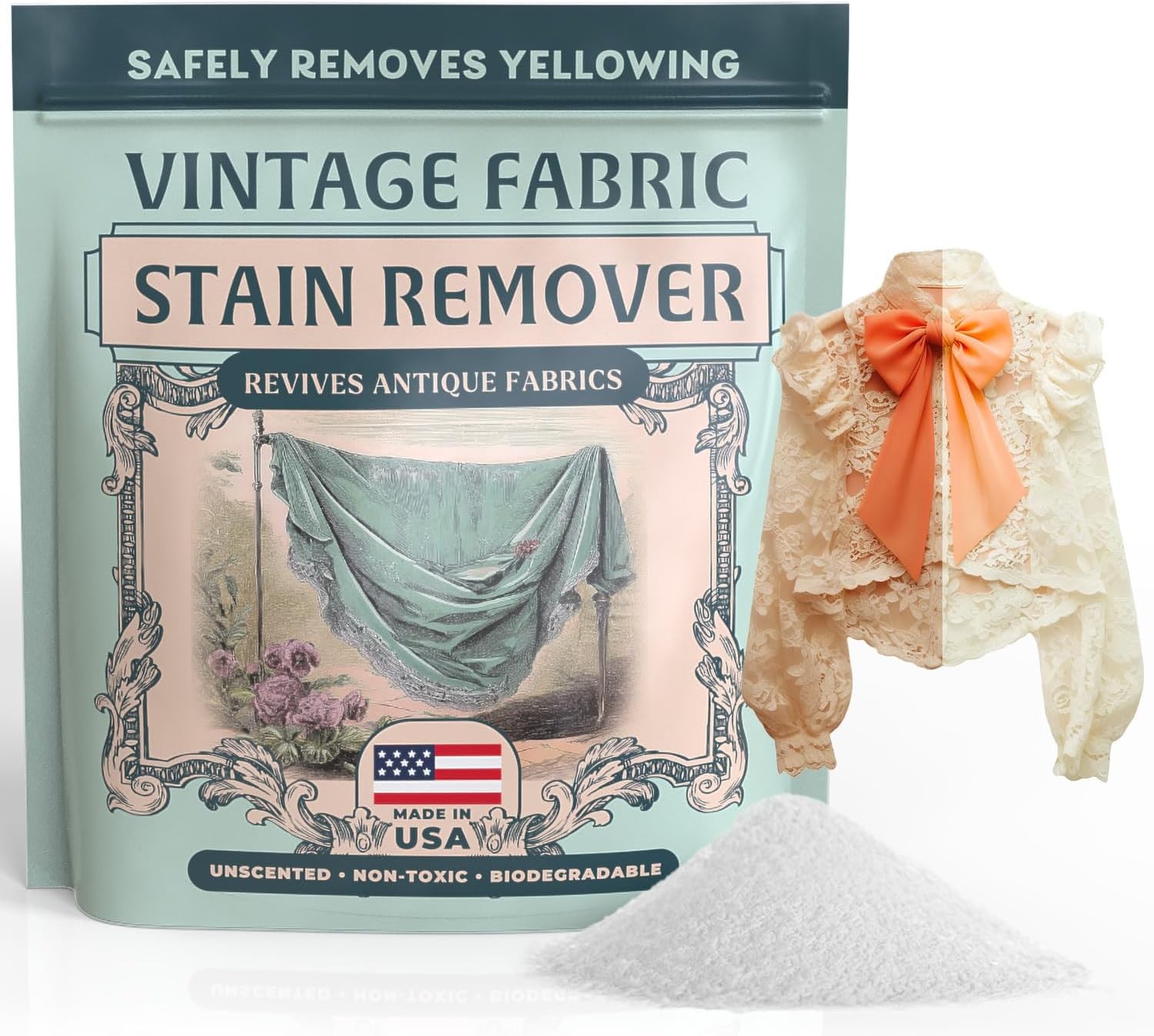 Vintage Fabric Stain Remover – Safely Cleans Retro & 16 Ounce (Pack of 1)