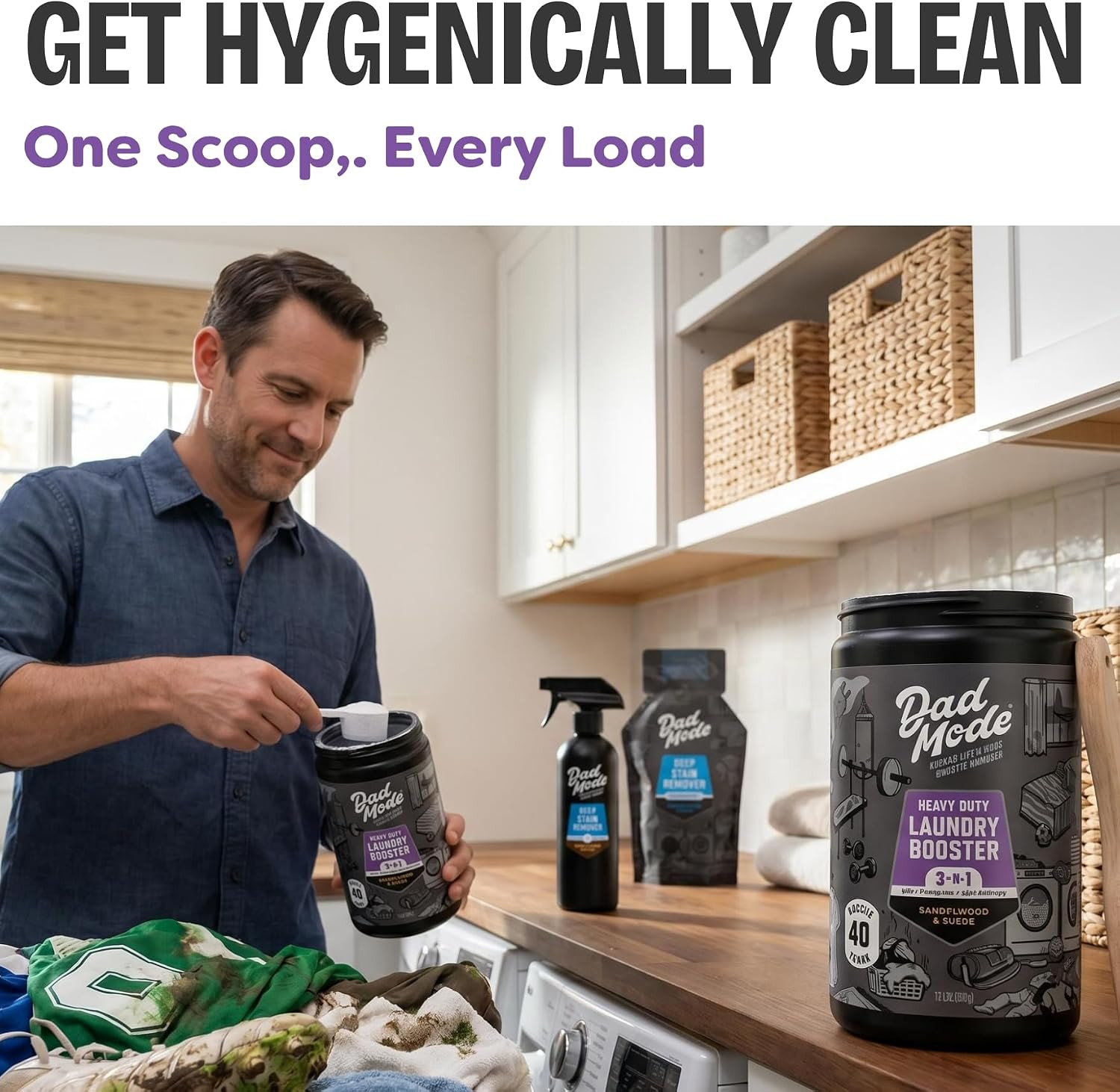 7-Enzyme Laundry Booster Powder – Oxygen Stain Remover, 40 Loads | Heavy Duty In