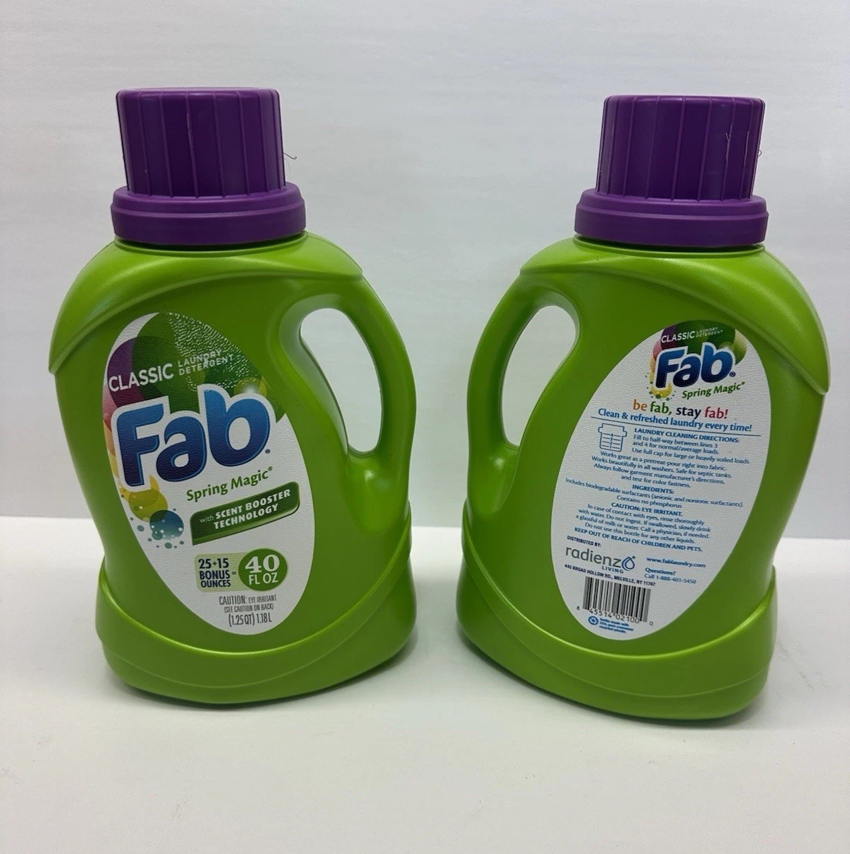 FAB spring magic 40oz classic laundry detergent with scent booster 2 pack