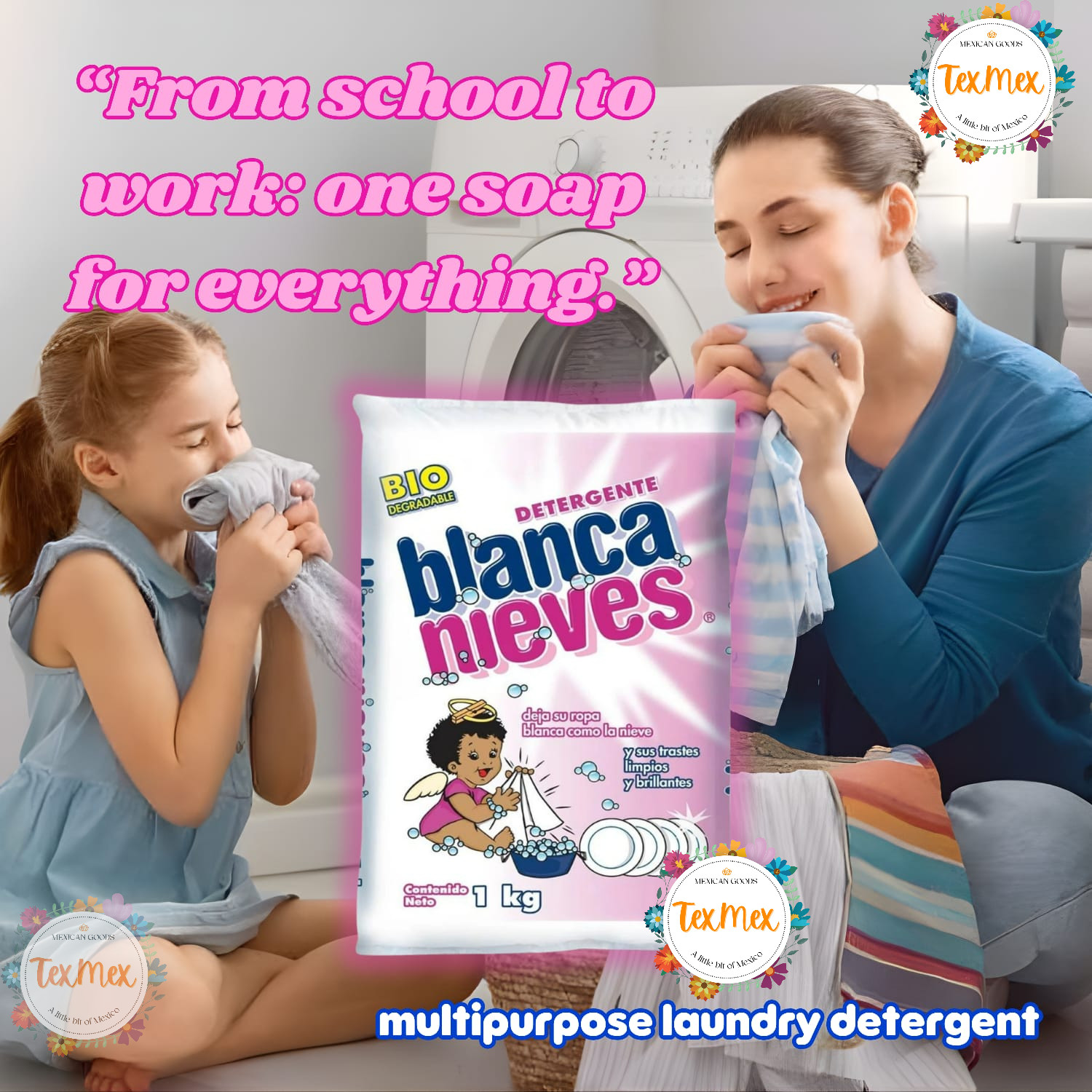 BLANCA NIEVES DETERGENTE PARA ROPA EN POLVO 1 KG BIODEGRADABLE