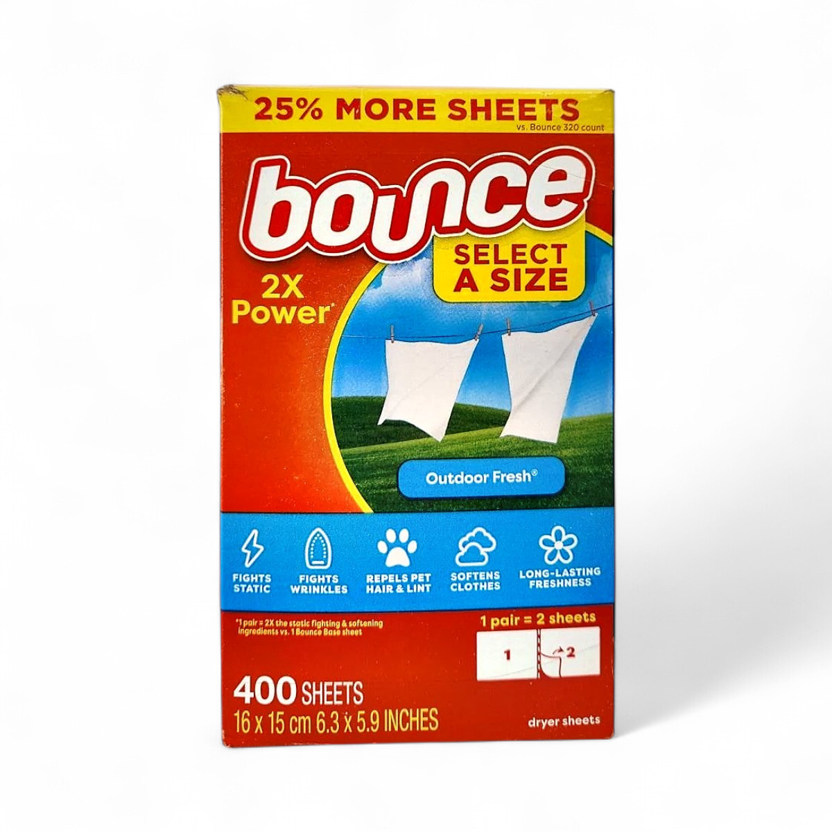 Bounce Select a Size Fabric Softener Dryer Sheets, Outdoor Fresh – 400 Count
