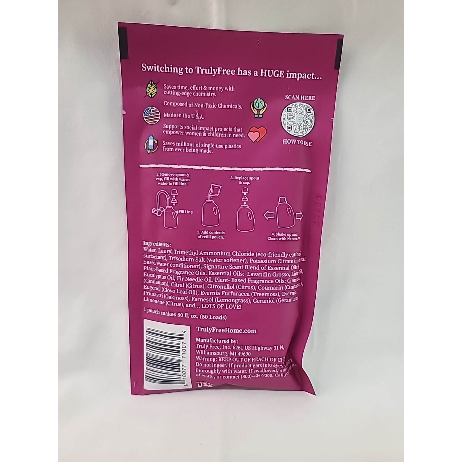Truly Free Softening Rinse Refill Non-Toxic Laundry Fabric Softener 50 Loads