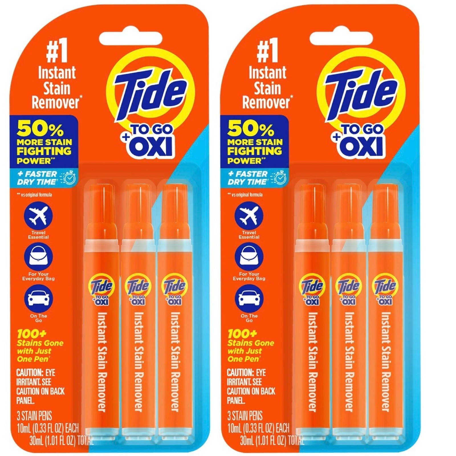 Tide To Go + OXI Instant Stain Remover Pen & Spot Cleaner, Travel Size, 6 Sticks