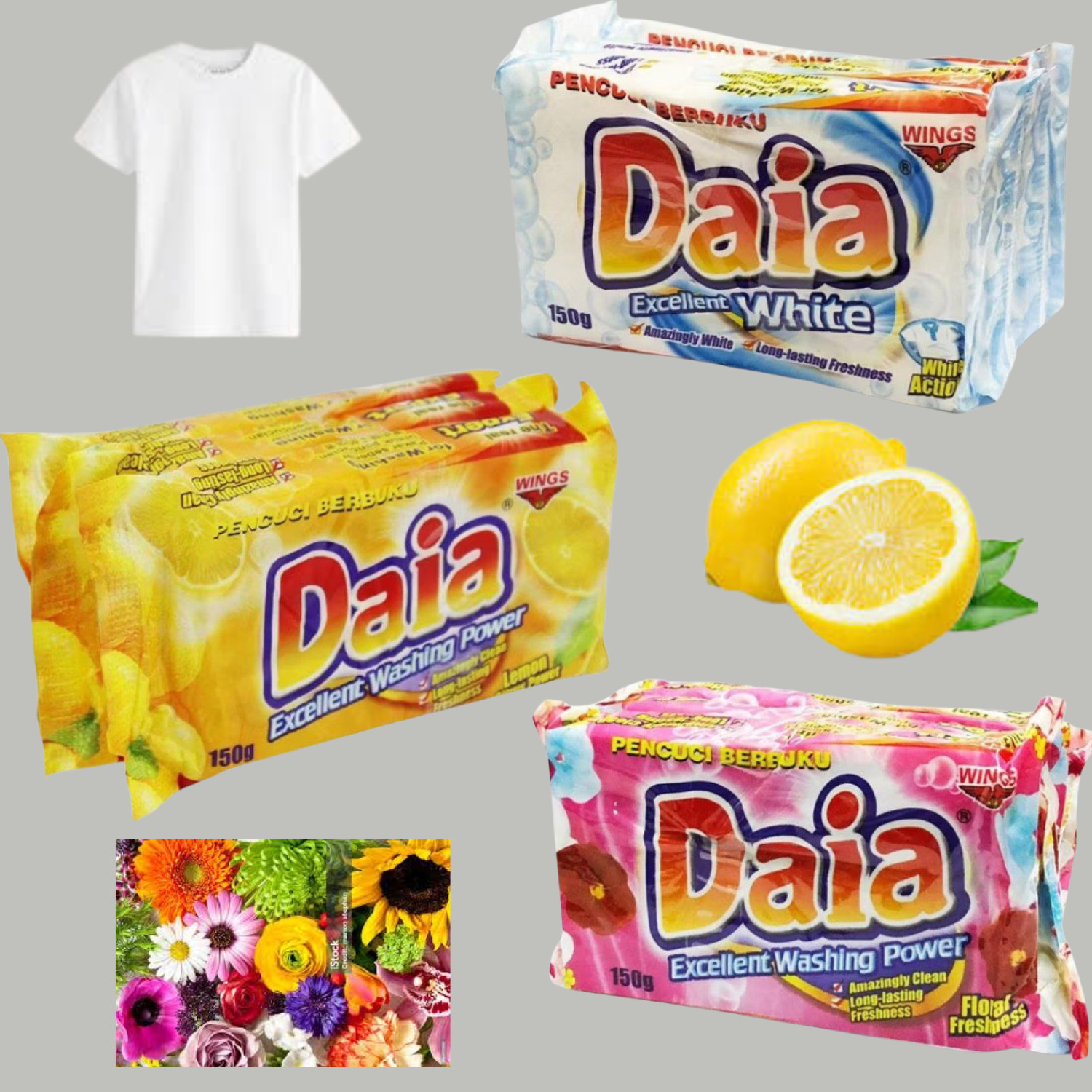 5/3 DAIA Detergent Bar Laundry Bar Soap Powerful Cleaning Lemon Flower Fragrance