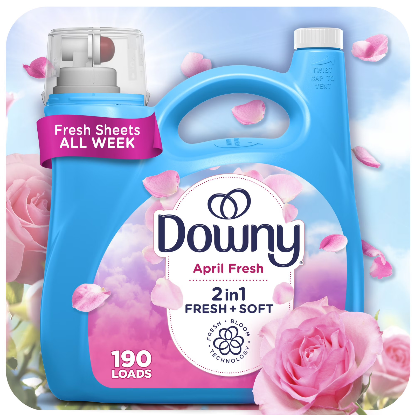 Downy Liquid Fabric Softener and Conditioner, April Fresh Scent, 140 fl oz, 190