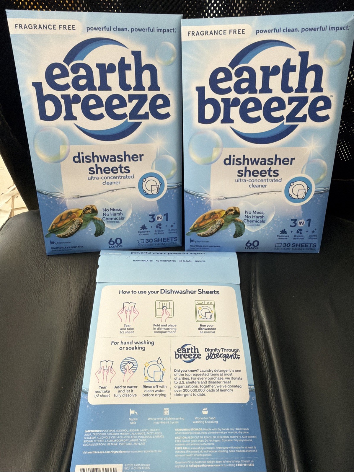 Earth Breeze Dishwasher Sheets 3 Packages 60 Loads Each 30 Sheets Each New