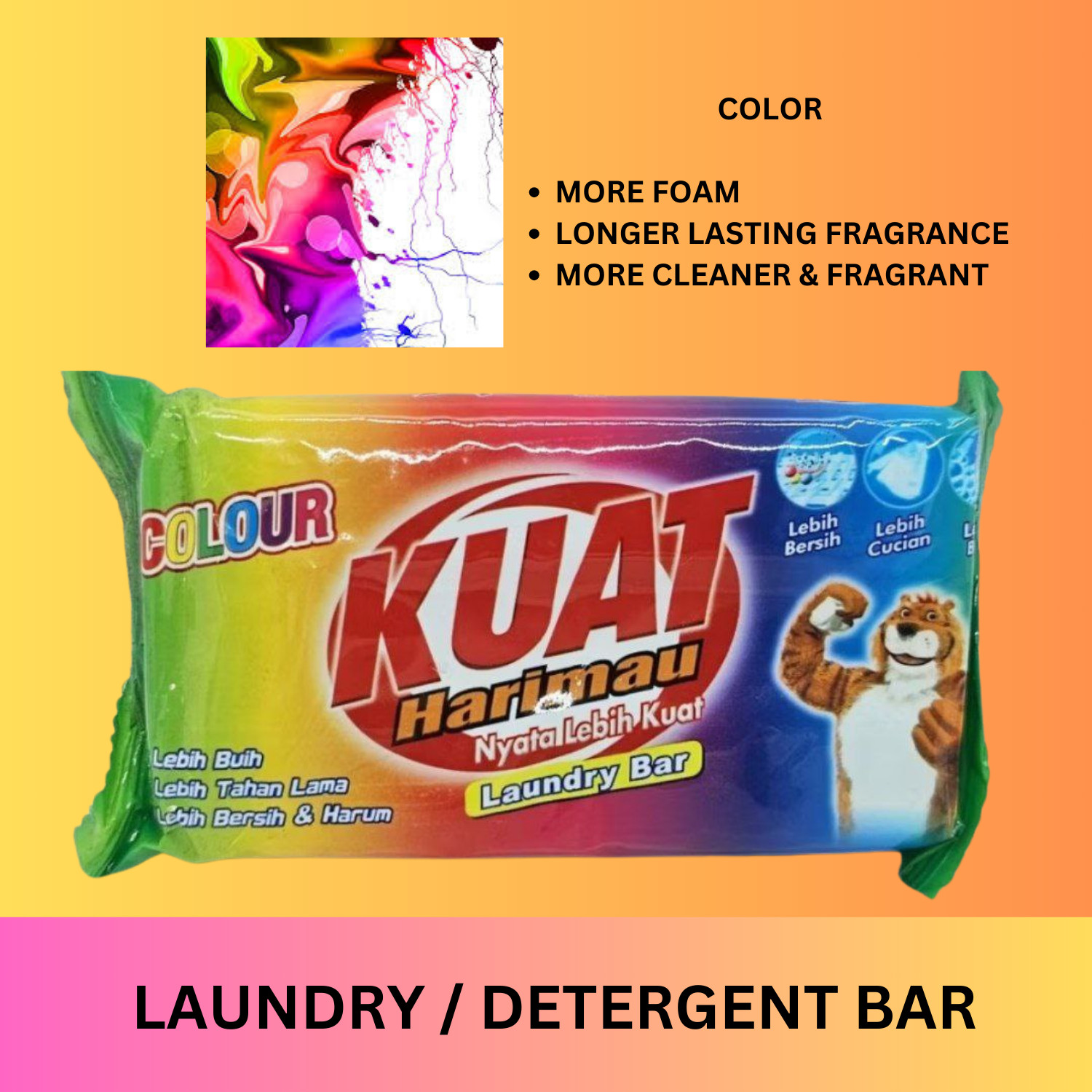 5/4 KUAT Detergent Bar Laundry Bar Soap Powerful Cleaning Lemon Flower Fragrance