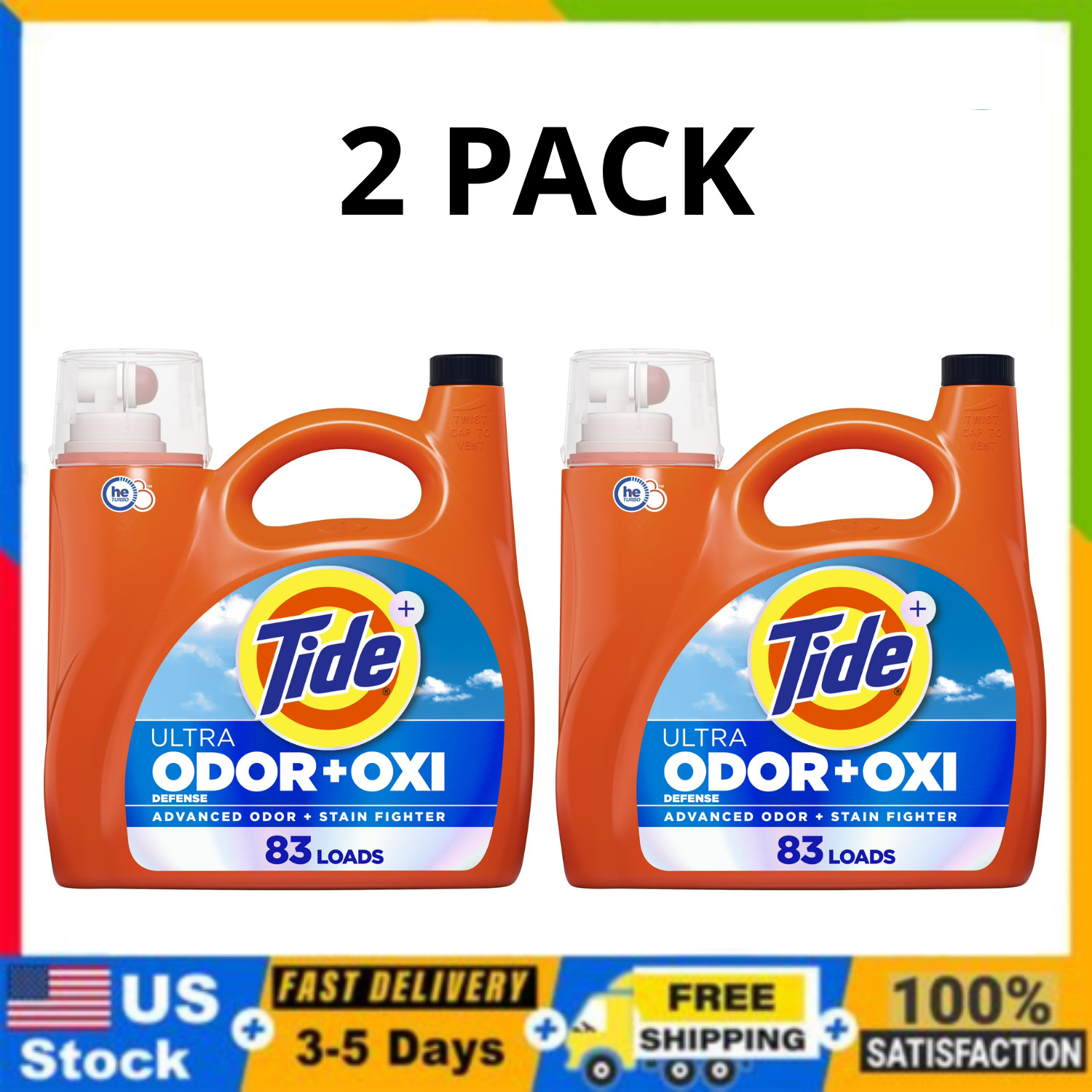 Tide Ultra Odor Defense Plus Oxi Liquid Laundry Detergent 117 oz 83 Load, 2 Pack