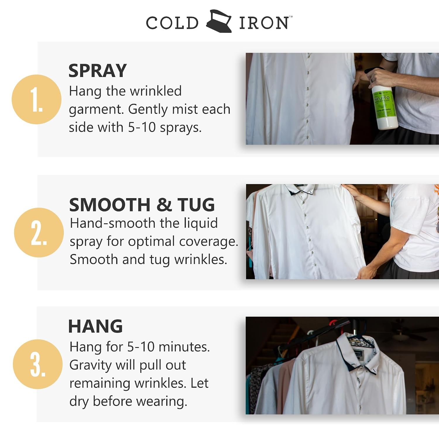 Cold Iron Unscented Fragrance Free Wrinkle Release Spray 32 fl oz for Clothes