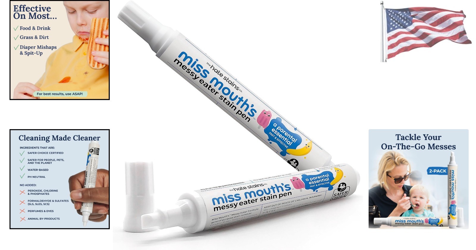 Messy Eater Stain Treater Pen – 2 Pack, Instant Baby Stain Remover