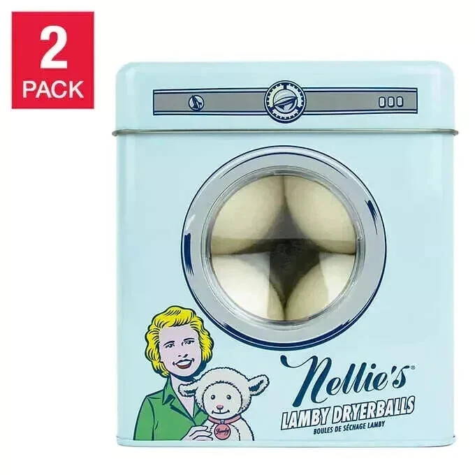 Nellie’s Lamby Dryerballs, 4-count, 2-pk, Non-Toxic, Chemical & Phthalate Free