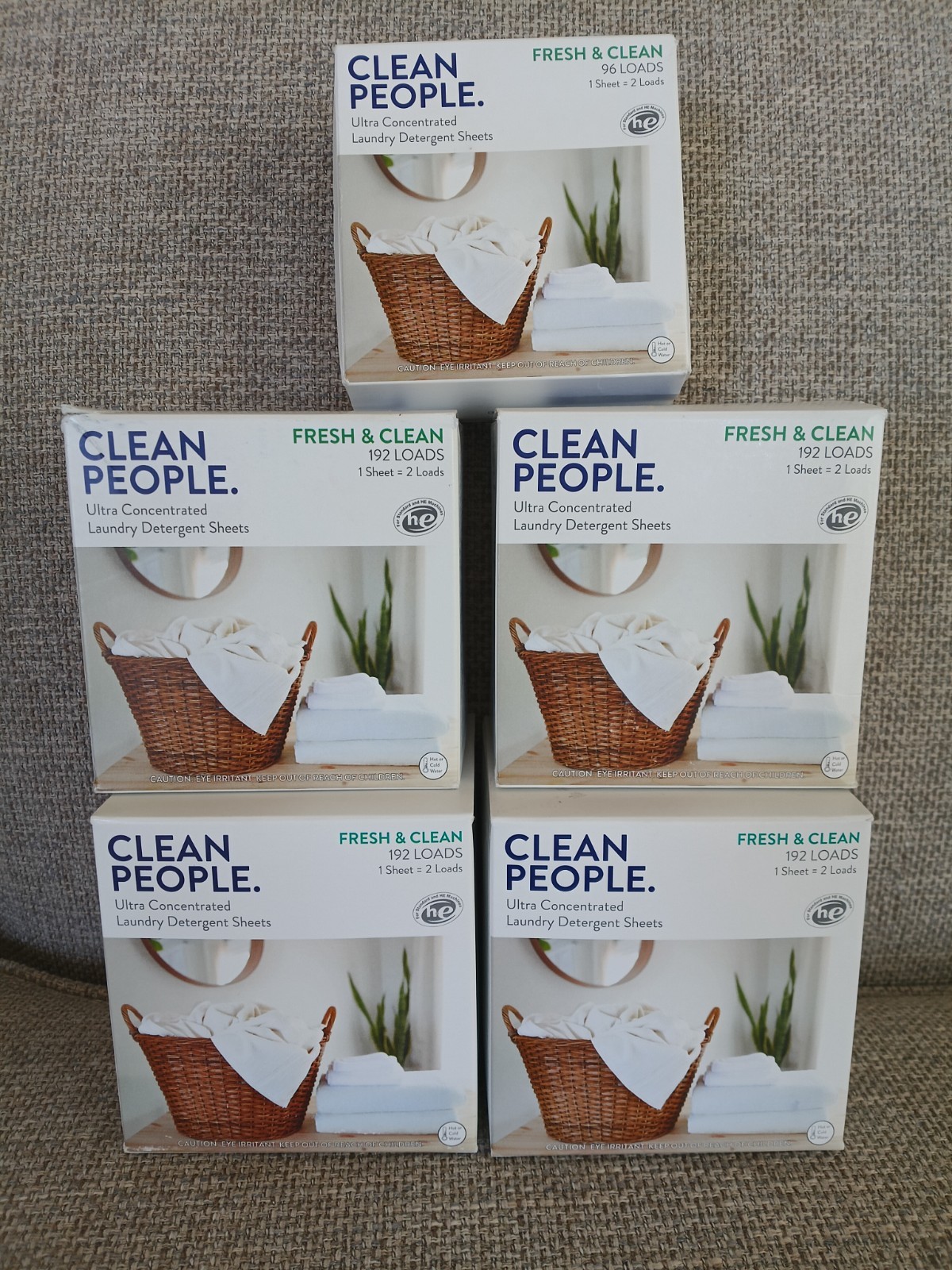 5 Boxes Clean People Laundry Detergent Sheets ~ Fresh & Clean ~ 864 Loads Total