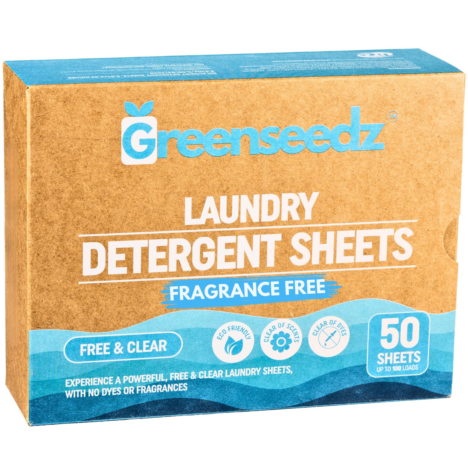 Free & Clear Unscented Laundry Detergent Sheets, Up to 100 Loads, Biodegradab…