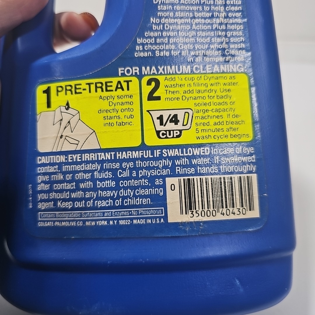 Vtg 32oz Dynamo Action Plus Heavy Duty Laundry Detergent NOS TV Movie Prop Retro