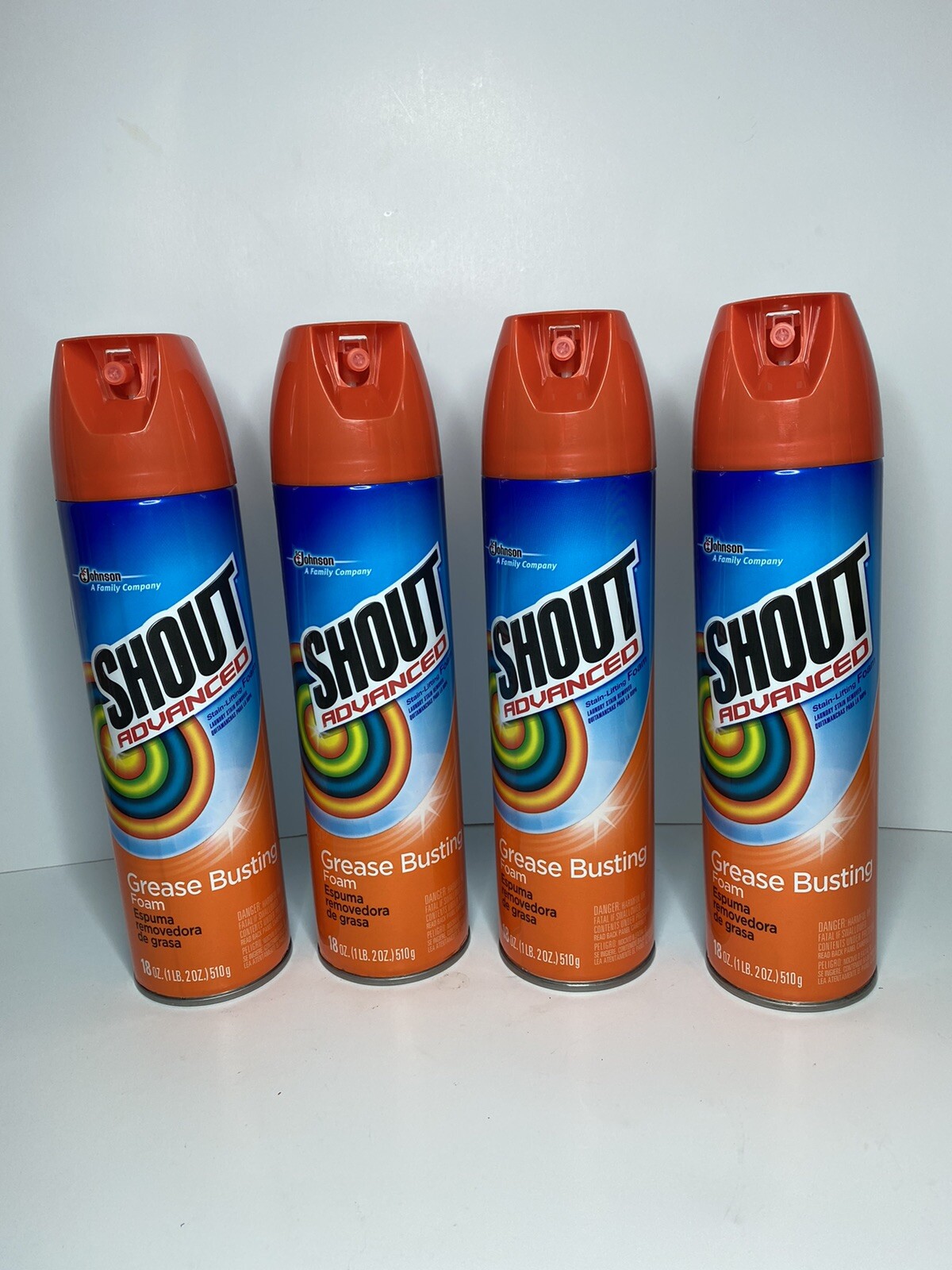 Shout Advanced Stain-Lifting Grease Busting Foam ~ 18 oz 4 Pack