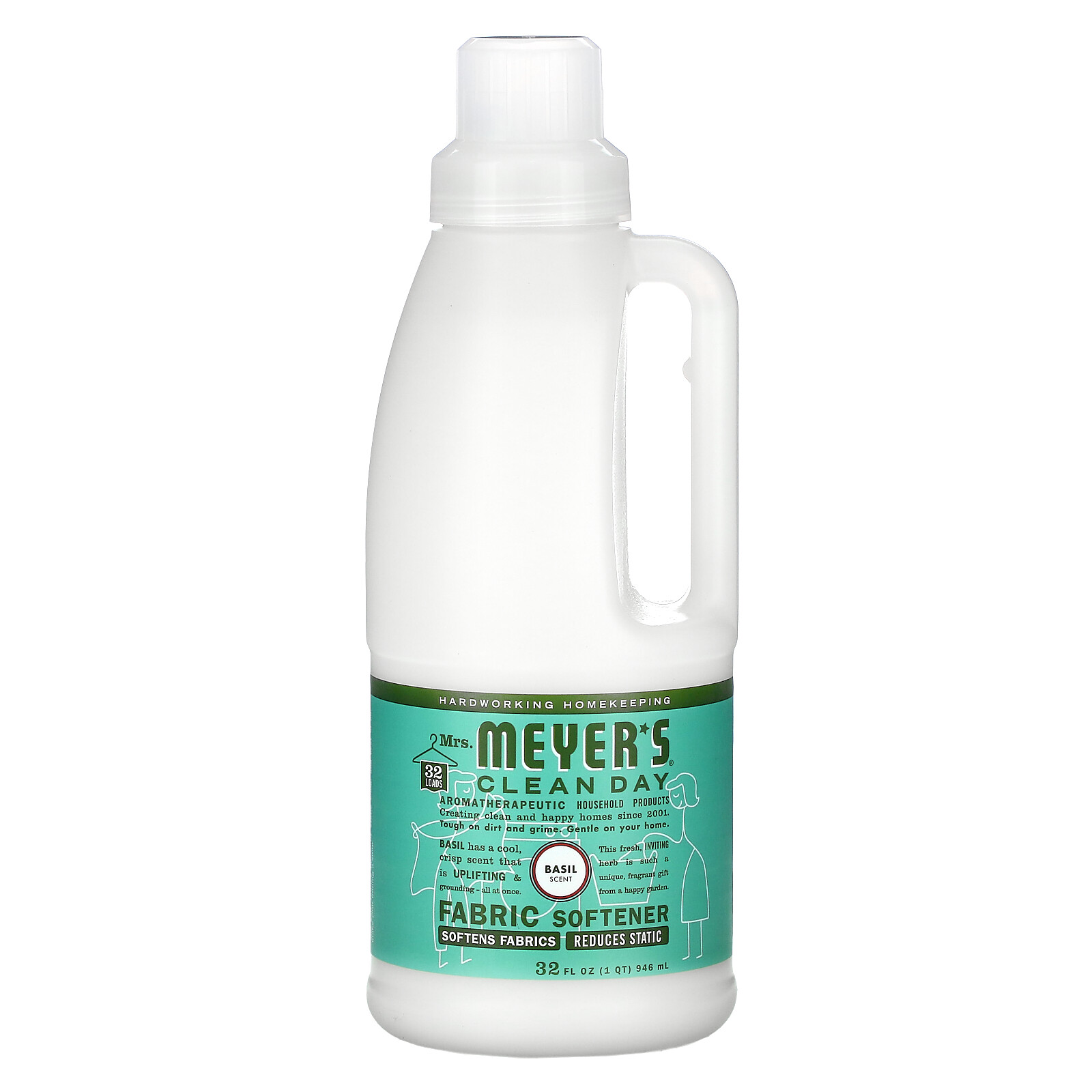 Mrs Meyers Clean Day Fabric Softener Basil Scent 32 fl oz 946 ml Biodegradable,