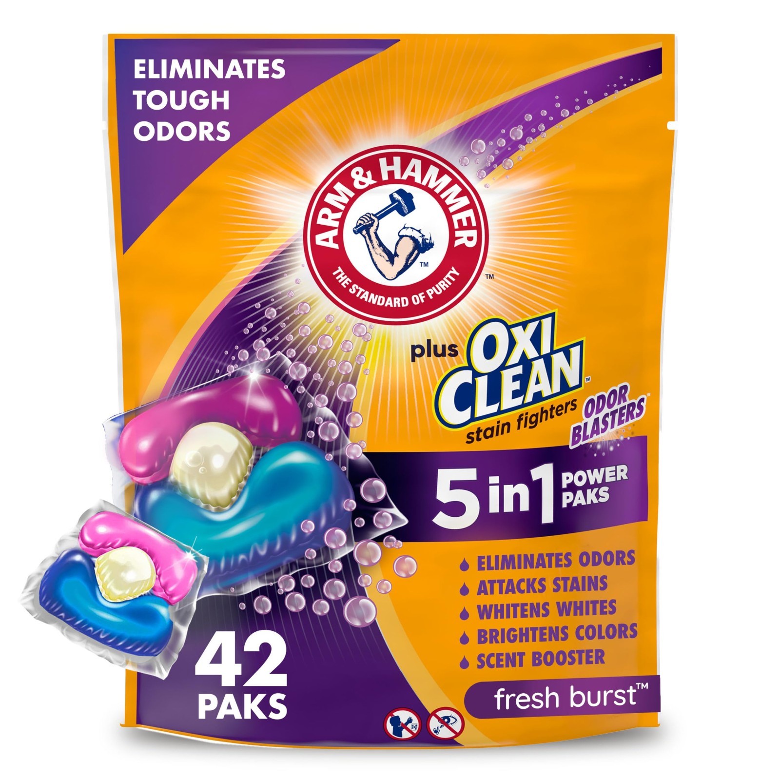 Arm & Hammer Plus OxiClean With Odor Blasters Laundry Detergent 5-IN-1 Power Pak