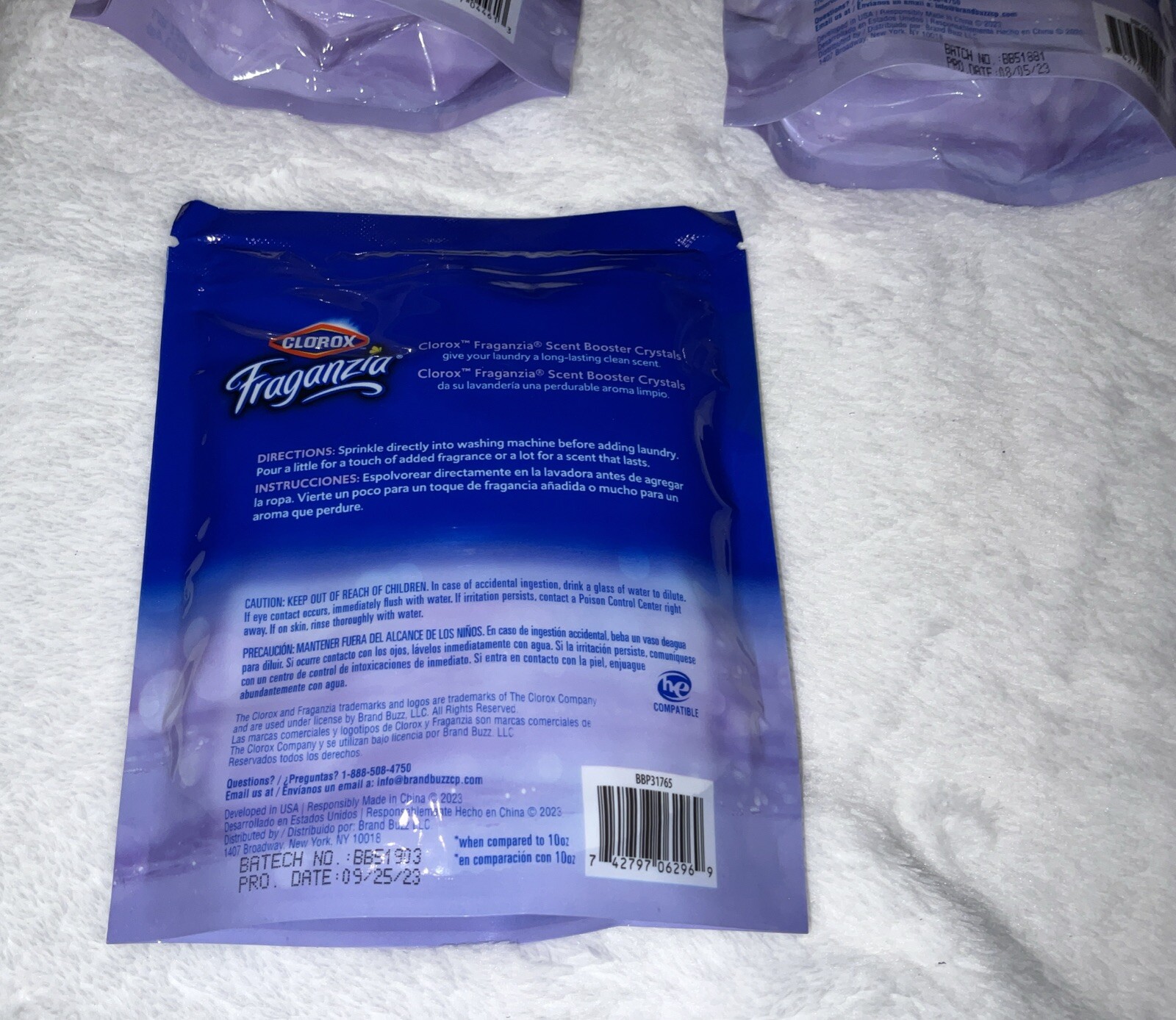 CLOROX FRAGANZIA LAVENDER/EUCALYPTUS INWASH BOOSTER CRYSTALS 10 OZ NEW Lot Of 3