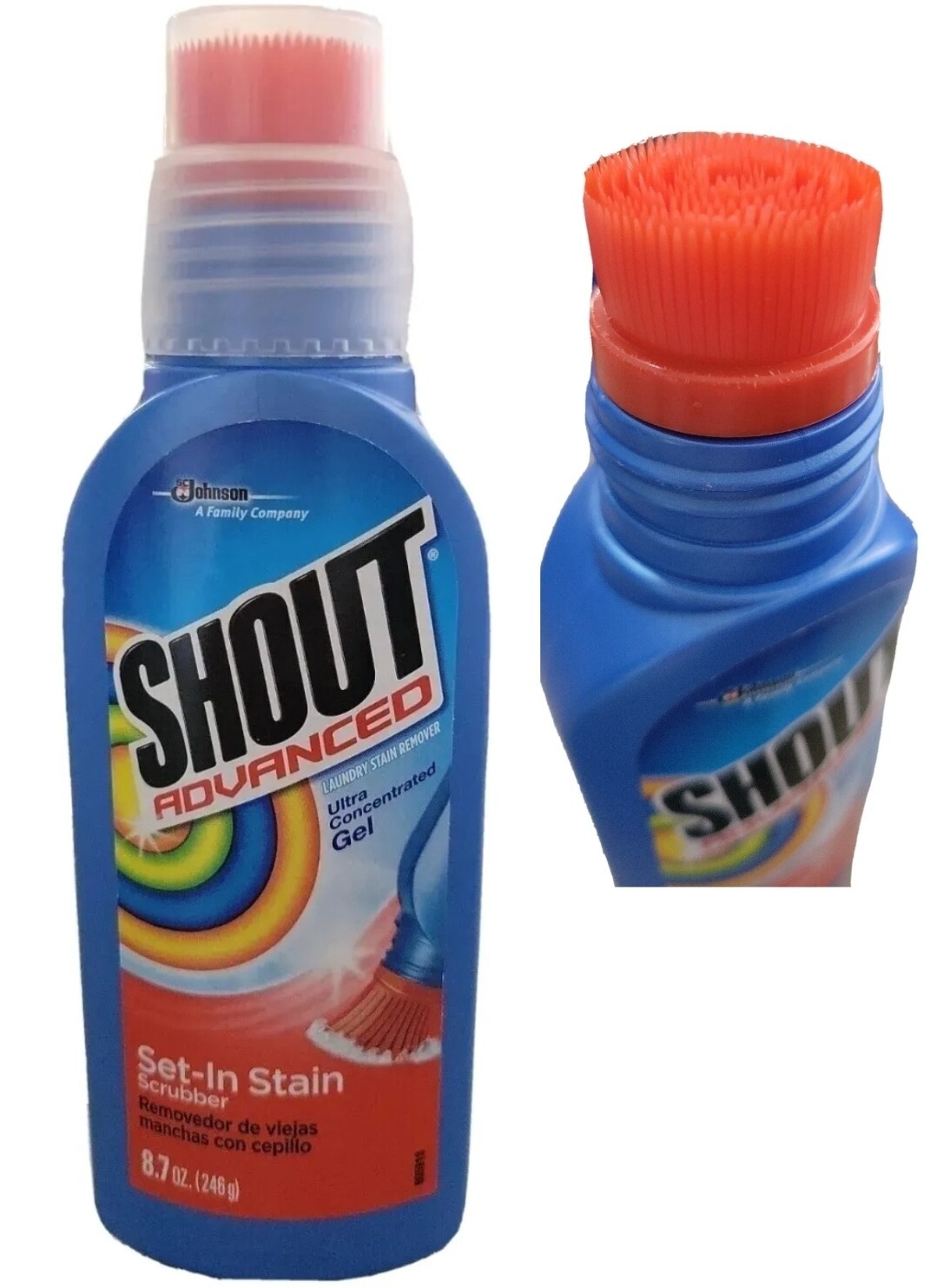 Shout Advanced laundry Stain Remover Ultra Concentrated Scrubber Brush 8.7 oz