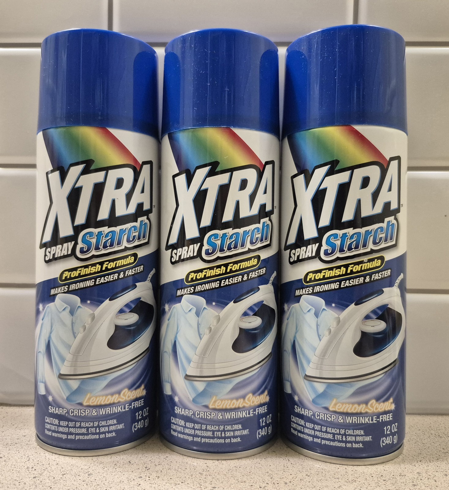 3-Piece Set XTRA SPRAY STARCH-LEMON SCENTED -Pro Finish Formula SHIPS FREE!