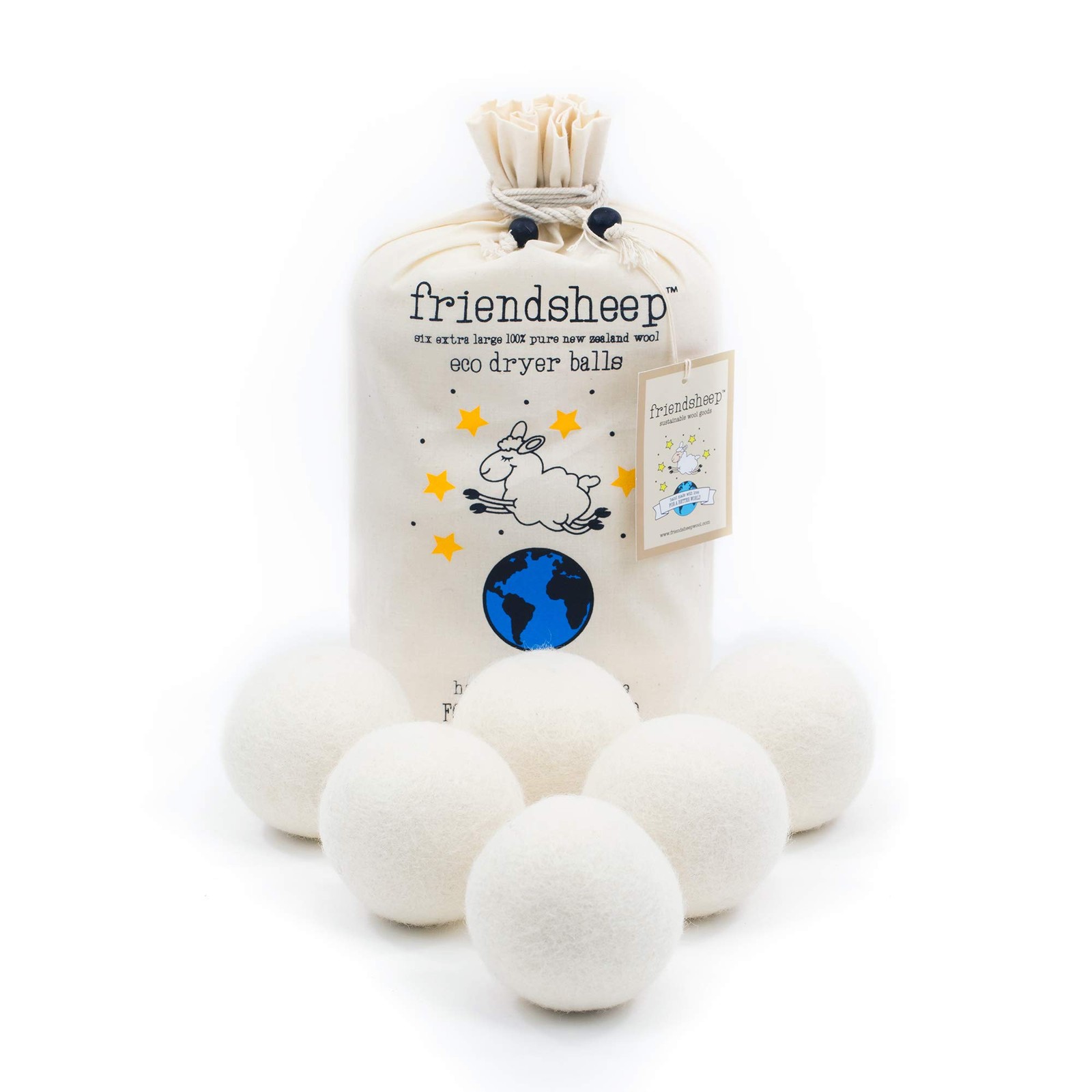 Wool Dryer Balls, Organic Reusable Fabric Softener Alternative for Laundry, H…