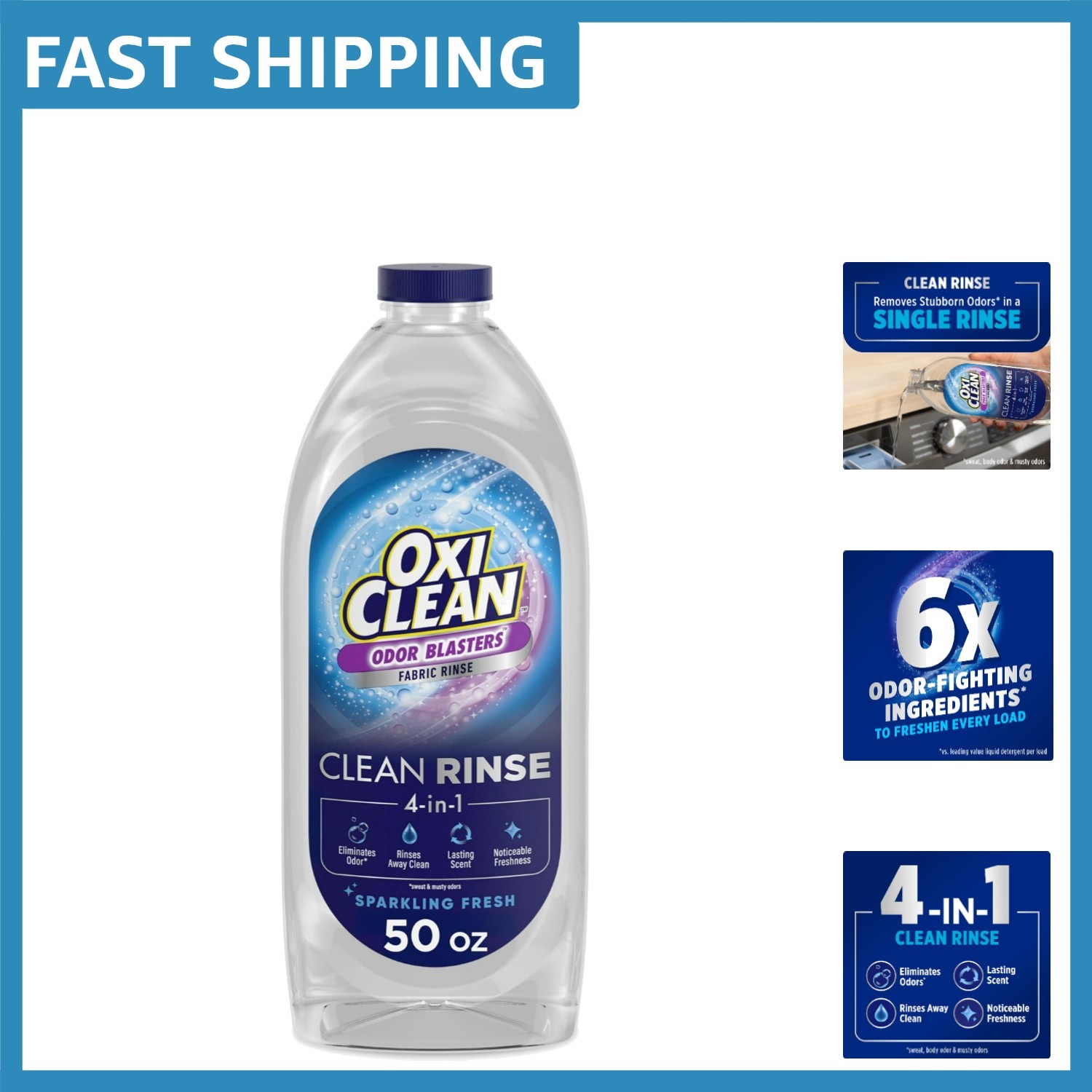Powerful 4-in-1 Clean Laundry Rinse – Odor Blasters, 50 fl oz, Fresh Breeze