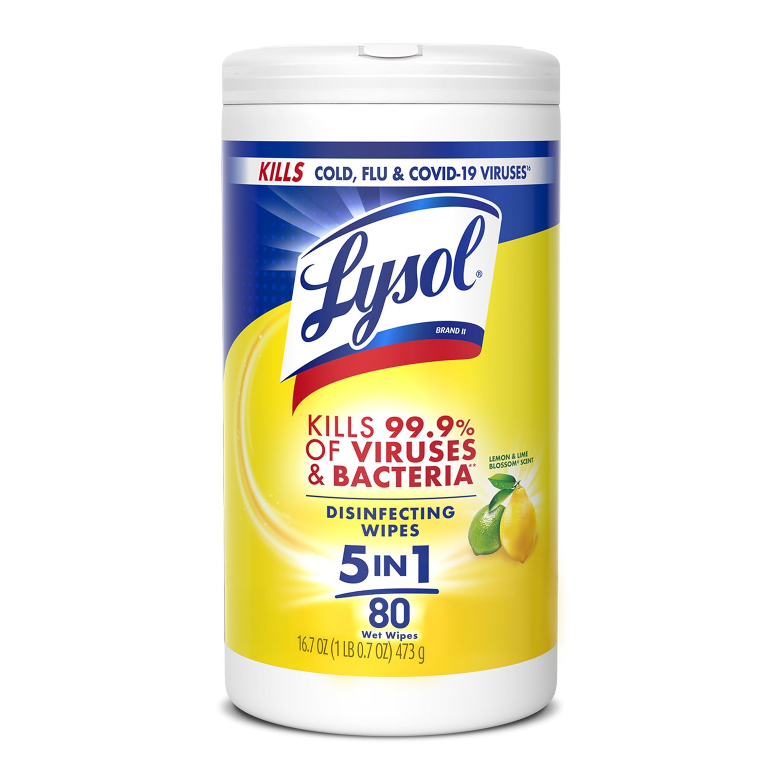 Lysol Disinfecting Wipes, Lemon And Lime Blossom, 80 Count