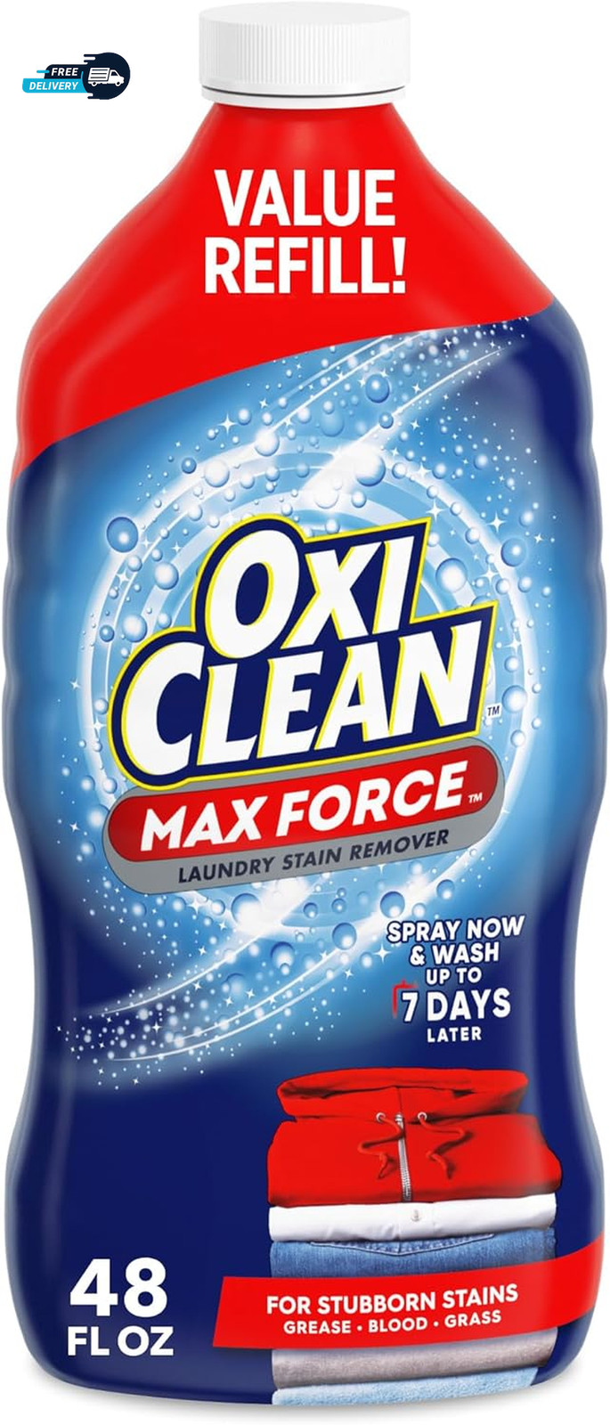 OxiClean Max Force Laundry Stain Remover Spray Refill, 48 fl oz