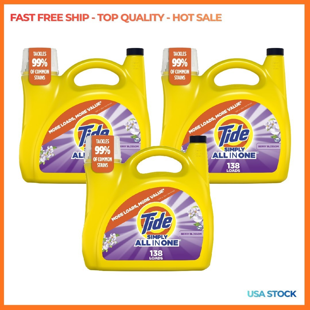 3P Tide Simply All-in-One Liquid Laundry Detergent Berry Blossom Scent 138 Loads
