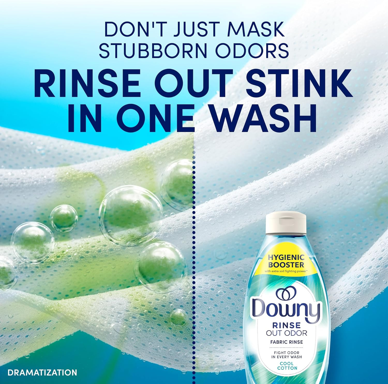 Downy Rinse Laundry Odor Remover, Cool Cotton Scent, 48 Fl Oz, Fabric Softener a