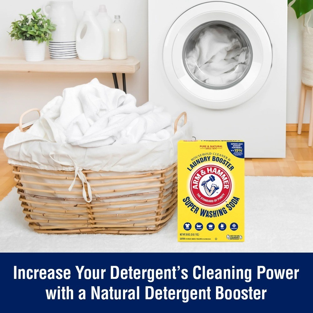 Super Washing Soda Powder Laundry Detergent Booster & Household Cleaner, 55 oz